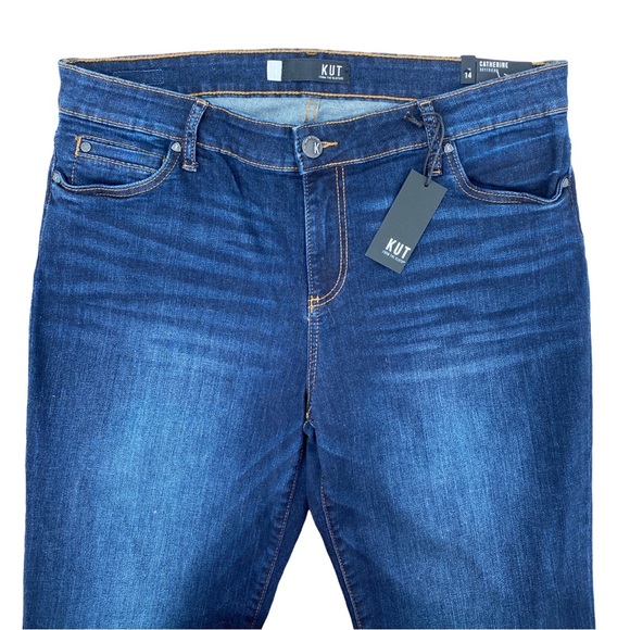 Kut from the Kloth Catherine Mid-Rise Boyfriend Dark Blue Jeans Size 14 NWT - Picture 12 of 14